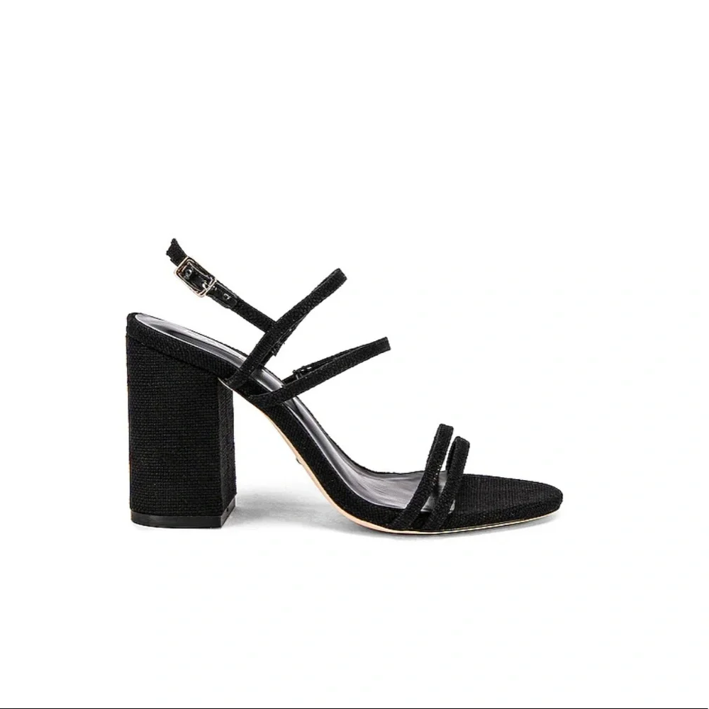 RAYE Black Strappy Block Heel Sandals